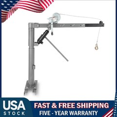 Hydraulic Pickup Truck Crane Hoist, 1000 lbs Capacity Heavy Duty w/Manual Winch