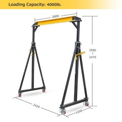 GARVEE Gantry Crane 4000 lbs Load Heavy Duty Steel Frame with 97–141 in Height