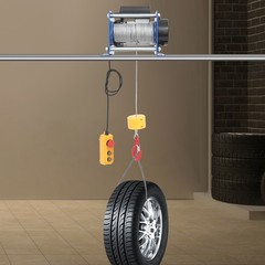 Electric Hoist Winch With Wired Control 881LBS Long Steel Wire Rope Lifting Tool