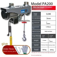 Mini Electric Hoist 220V Home Use Small Crane 1 Ton/0.5T Winch Renovation Crane