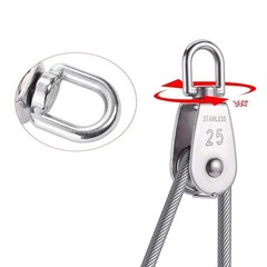 2Pcs M25 Single Pulley Block 304 Stainless Steel Swivel Cable Pulleys Wheel f…