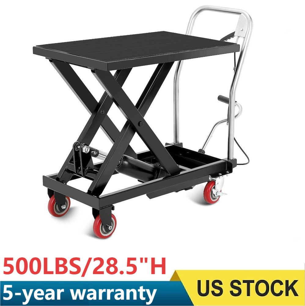 🔝11″ – 28.5″ 500 lbs Hydraulic Lift Table Cart Single Scissor Lift Table Non-Sl