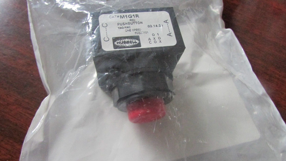 HUBBELL M1G1R 80320101 NSMP, RED PUSH BUTTON, 1NO/1NC, ONE SPEED, FREE SHIPPING