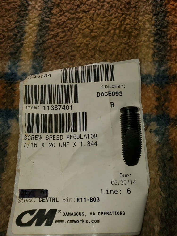 COLUMBUS MCKINNON SCREW SPEED REGULATOR 11387401