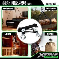 Heavy-Duty 2,000 LB Breaking Strength Hoist – 50 FT Pulley System for Lifting