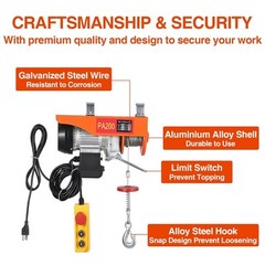 Electric Hoist 440 lbs Crane Winch with 6.5/13FT Wired Remote Control 110V