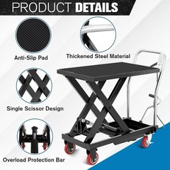 🔝28.5″ Hydraulic Lift Table Cart 500Lbs Single Scissor Lift Table w/Anti-Slip P