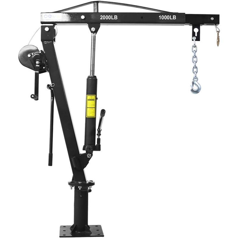 Hydraulic Pickup Truck Crane Hoist Jib Crane 2000 lbs 360° Swivel Hoist Lift
