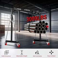 1.5 Ton Portable Gantry Crane, Adjustable Height & Width, Steel I-Beam, Black