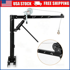 1000 Lbs Pickup Truck Crane Hoist Crane 360° Swivel Hoist Lift w/ Manual Winch