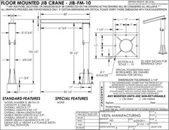VESTIL FREESTANDING FLOOR MOUNTED JIB CRANE – 1000 LB CAPACITY