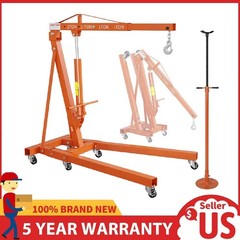 2 Ton Folding Engine Hoist Shop Crane with 3/4Ton Underhoist Support Stand Combo