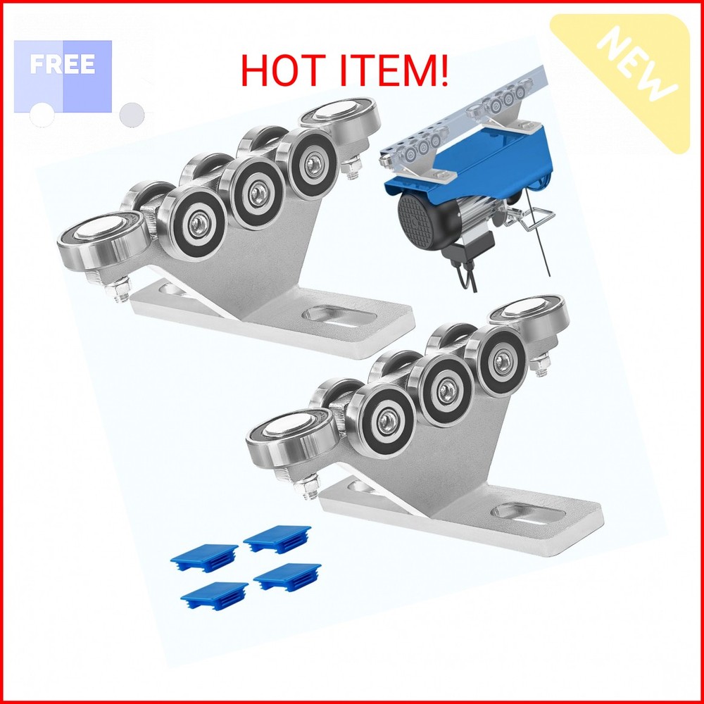LookFox Hoist Trolley, 6+2 Wheel Unistrut Rollers – Anti-Lock & Anti-Fall, Elect