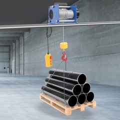 Electric Hoist Winch With Wired Control 881LBS Long Steel Wire Rope Lifting Tool
