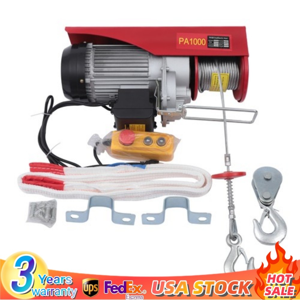 2200LB Electric Wire Cable Hoist Winch Crane Lift Overhead Remote Control PA1000