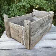 Vintage Shipping Crate Blue Boy 1 1/2 Ton Hoist Wooden Box Chisholm Moore Hoist