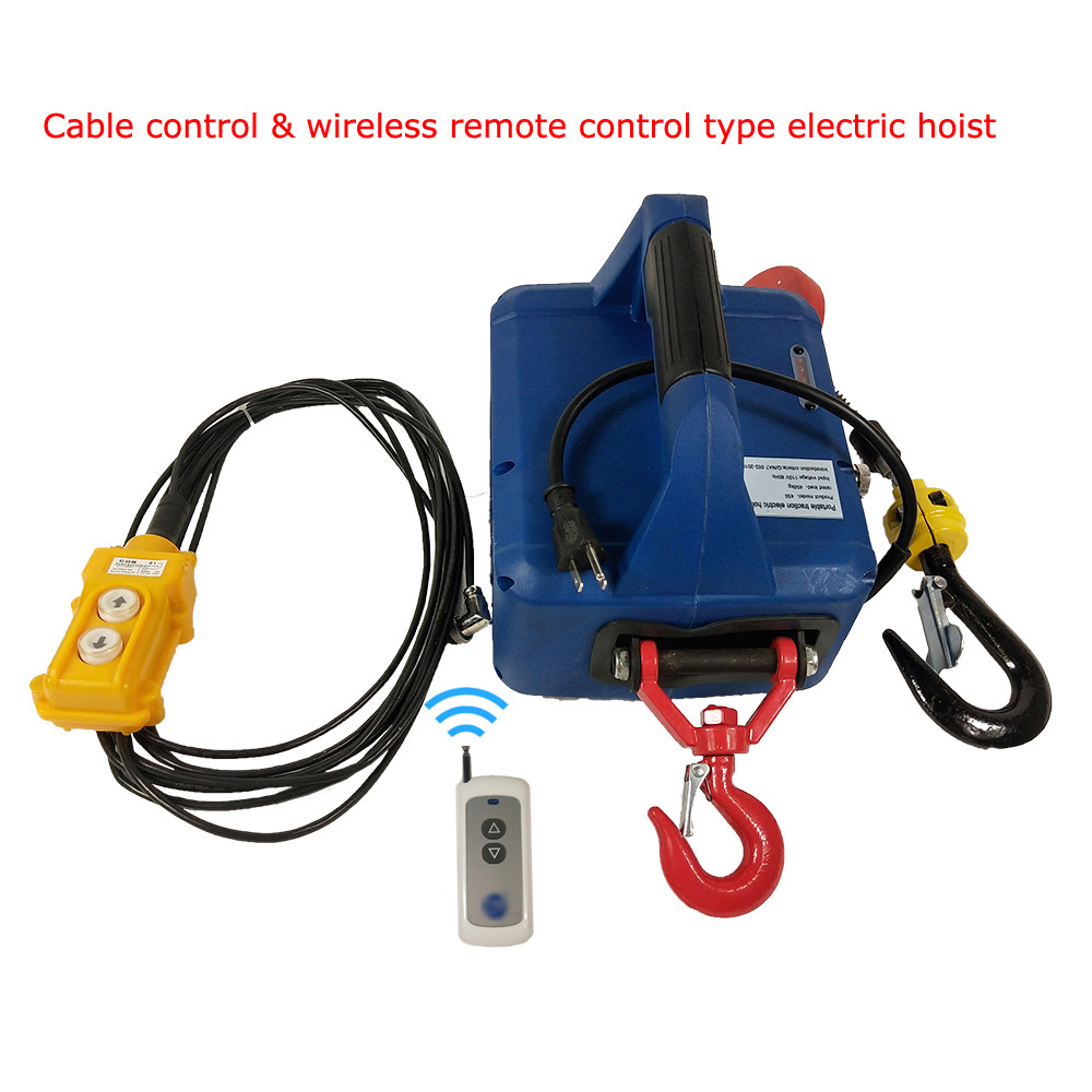 110V Wire-controlled and remote-controlled Electric Hoist 450KGX7.6M