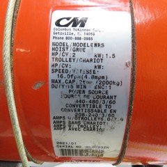 CM Lodestar Model RRS 2Ton 4000LB Electric Chain Hoist 15’Lift 16FPM 3Ph 230/460