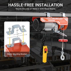 CREWORKS Electric Hoist Winch with Remote 2500 lbs Ceiling Pulley Overhead Crane