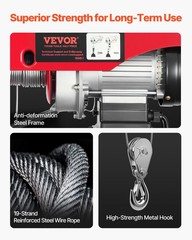 VEVOR Electric Hoist 440lbs Crane Winch with Wired Remote Control 480W 110V