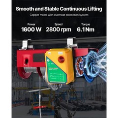 Uimoso Electric Hoist 2200lbs Crane Winch ,Wireless Remote ,1600W Motor 110V
