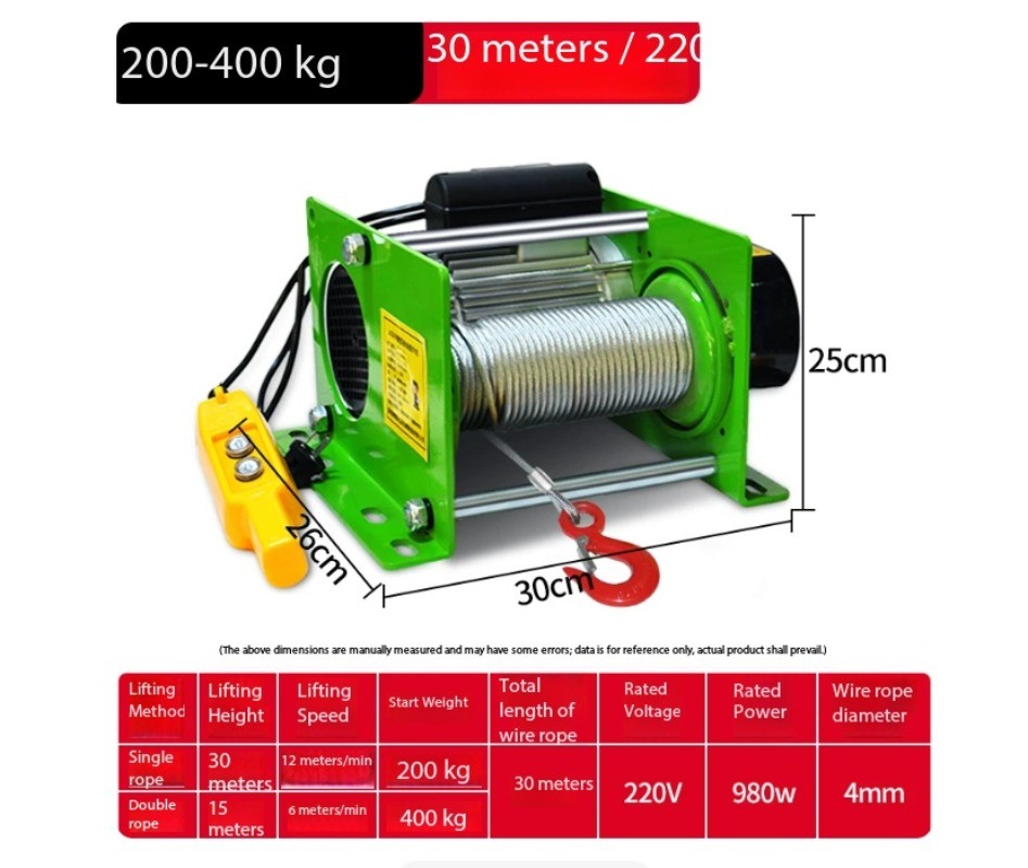 Winch Electric Hoist Small Household Wireless Remote-Controlled Crane 220/380V
