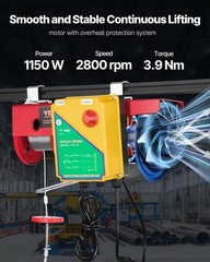 Compact 1150W Wireless Hoist for Efficient Lifting – 40ft Height for Factories