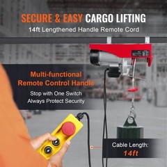 2200lb Pure Copper Hoist 1600W 40ft Lift 14ft Remote