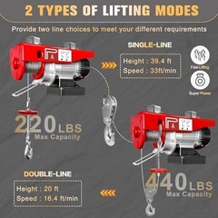 Electric Hoist 440 lbs with 13ft Remote Control, 110V Winch, 39.4ft Lift Height