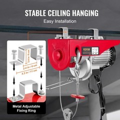 High Power 1600W Electric Hoist 2200lb 40ft Steel Wire with Remote