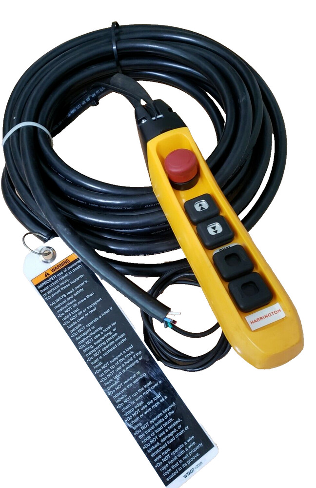 HARRINGTON ER2M HOIST 28 FT CABLE PENDANT 4 BUTTON 172839-001 WITHOUT CABLE PLUG