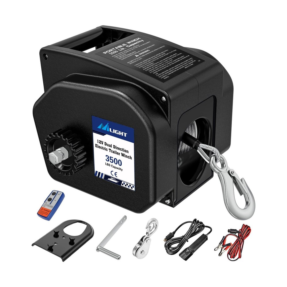 Nilight Boat Trailer Winch 3500 lbs Portable Electric Boat Winches 12 V DC Ma…