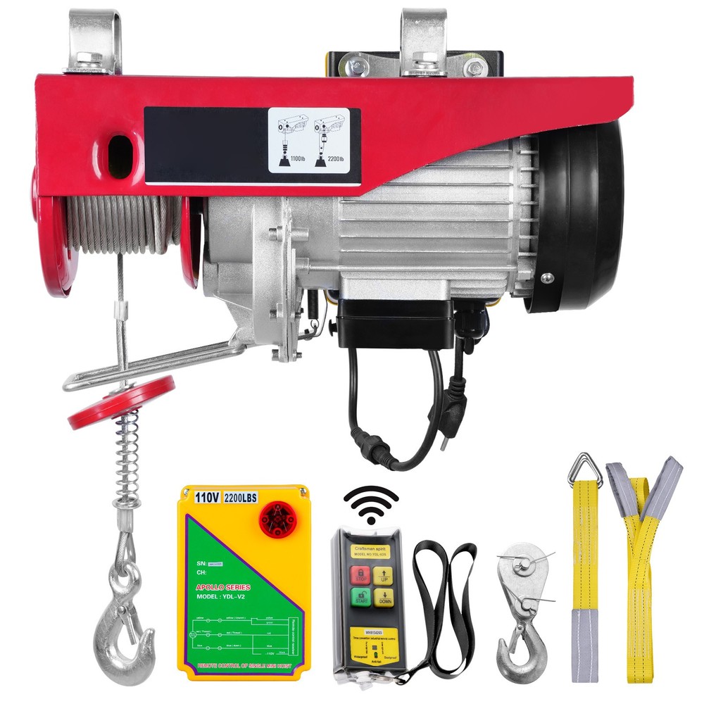Uimoso Electric Hoist 2200lbs Crane Winch ,Wireless Remote ,1600W Motor 110V