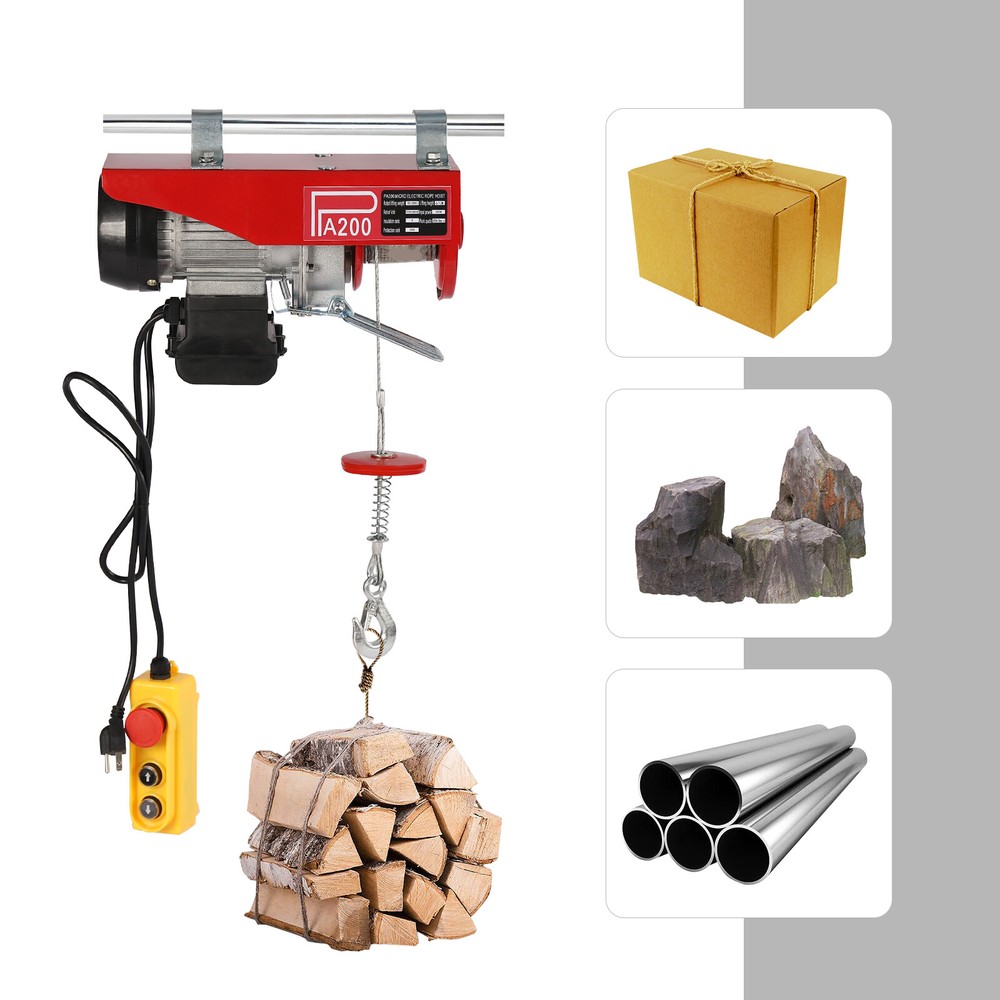 PA200 Electric Hoist Winch Hoist Crane Lift with Wired Remote Control 440lbs USA