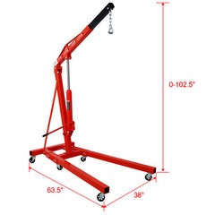 2 Ton Folding Engine Hoist Cherry Picker Shop Crane Hoist Lift, Heavy Duty Steel