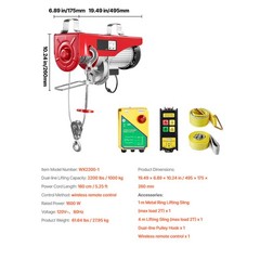 Uimoso Electric Hoist 2200lbs Crane Winch ,Wireless Remote ,1600W Motor 110V