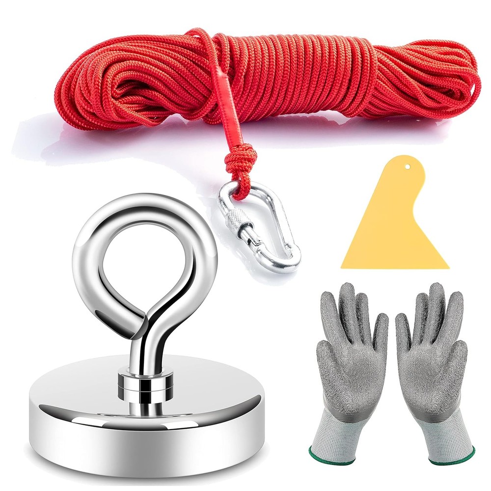 Neosmuk Fishing Magnet, 300lb Giant Rare Earth Magnet with 2.0 inches, Red