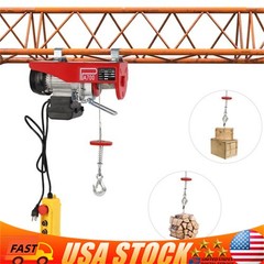 1543lbs Overhead Electric Hoist Crane Lift Garage Winch with Remote 110V US