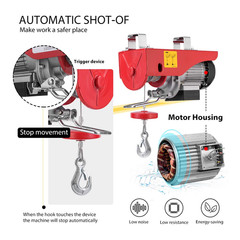 Electric Hoist, 110V 440 Lbs Winch with Remote Control, Zinc-Plated Steel Wire H