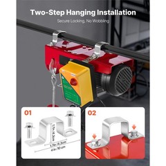 VEVOR Electric Hoist 2200lbs Crane Winch with 328ft Wireless Remote Control 110V