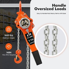 1650LBS 3/4 Ton 10ft Lever Block Chain Hoist Ratchet Type Come Along Puller