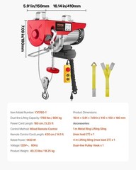 Powerful 110V Electric Hoist: 1760 lbs Capacity, Easy Install & Remote Control