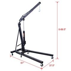 Red 2Ton Steel Engine Hoist Cherry Picker 6 Iron Wheels Folding Shop Crane Lift