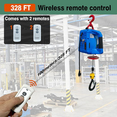 1100Lb 3-in-1 Electric Hoist Winch with Remote Control, 26Ft Lift Height