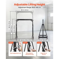 Uimoso Adjustable Gantry Crane 4400 lbs/2T Portable Hoist Frame 98.8″-146.1″