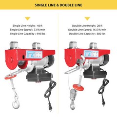 880LBS Electric Hoists Crane Winch with 12m Rope Wireless Remote Control 110V