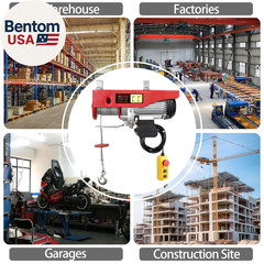440 Lbs Electric Hoist Winch with 14 Ft Wired Control – 110V Electric Winch with