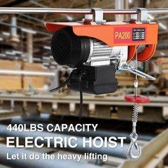 Electric Hoist 440lbs Crane Winch with Wired Remote Control 480W 110V