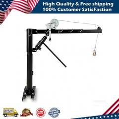 1000 Lbs Pickup Truck Crane Hydraulic Hoist with Manual Winch 360° Swivel 4