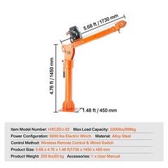 2200lb Steel Truck Crane Foldable 360Swivel